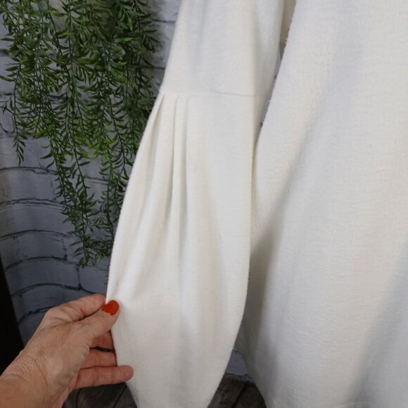 LOU&GREY WINTER WHITE COWL NECK SWEATER, BISHOP SLEEVE, SIZE SMALL - Picture 6 of 6
